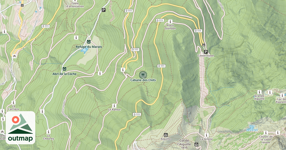 Map of Cabane des Clots