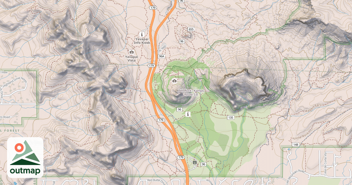 Map of Bell Rock - Kamps Route