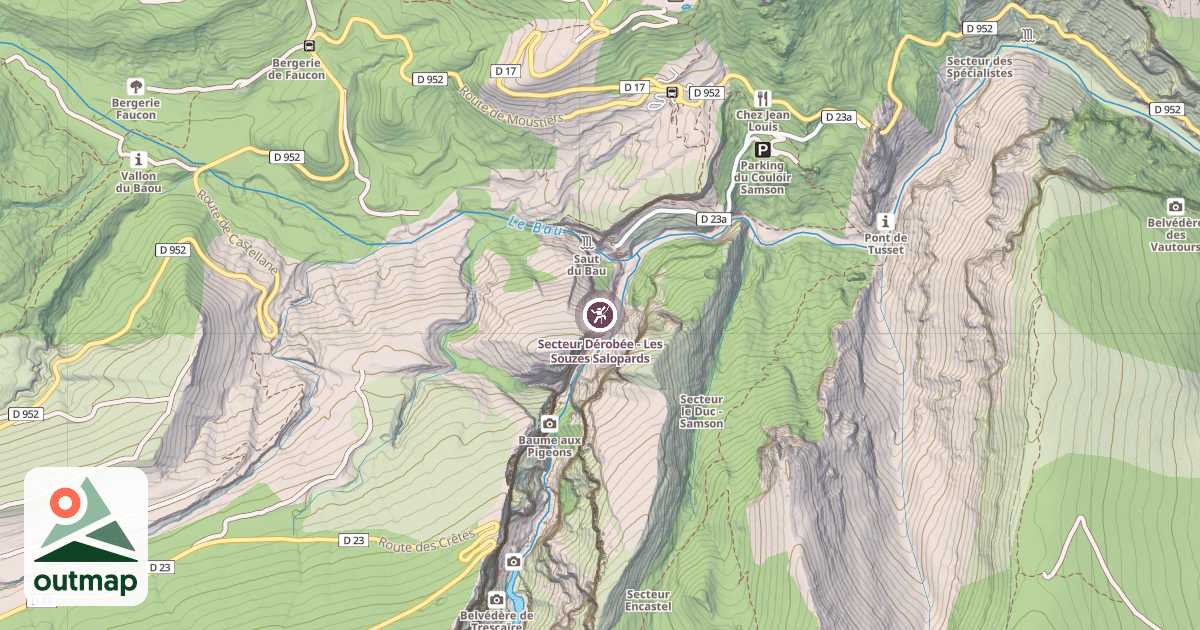 Map of Secteur Dérobée - Les Souzes Salopards