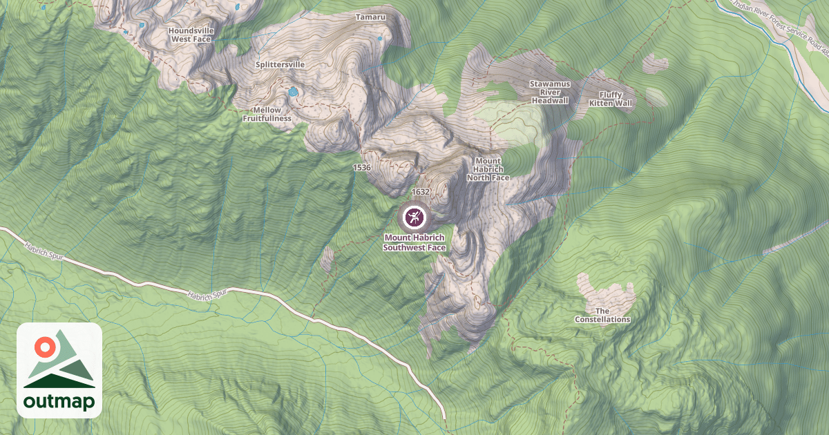 Map of Mount Habrich Southwest Face
