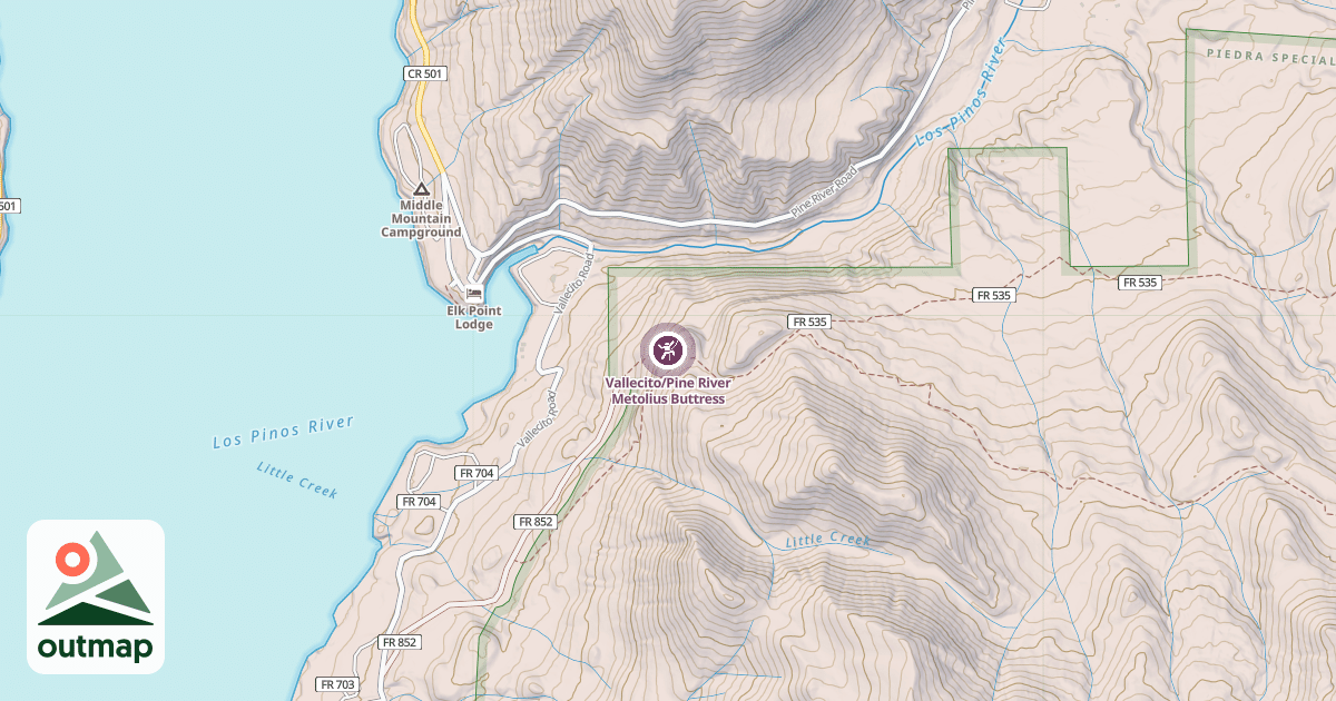 Map of Vallecito/Pine River Metolius Buttress