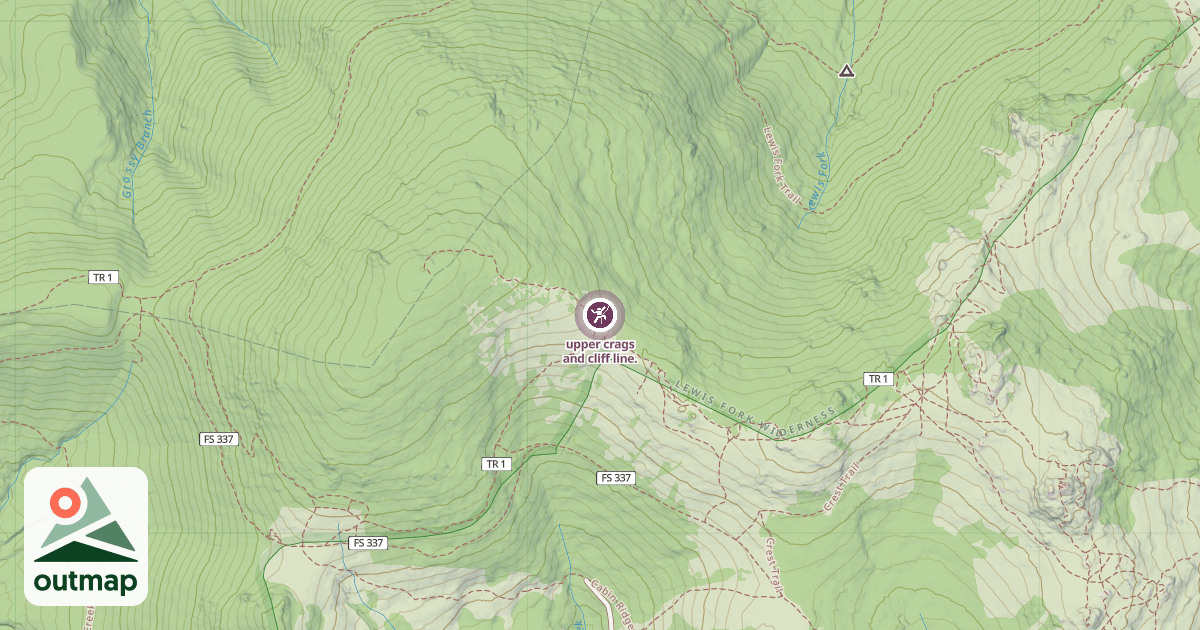 Map of upper crags and cliff line.