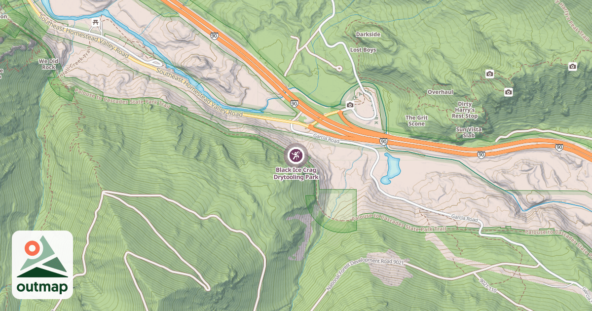 Map of Black Ice Crag Drytooling Park