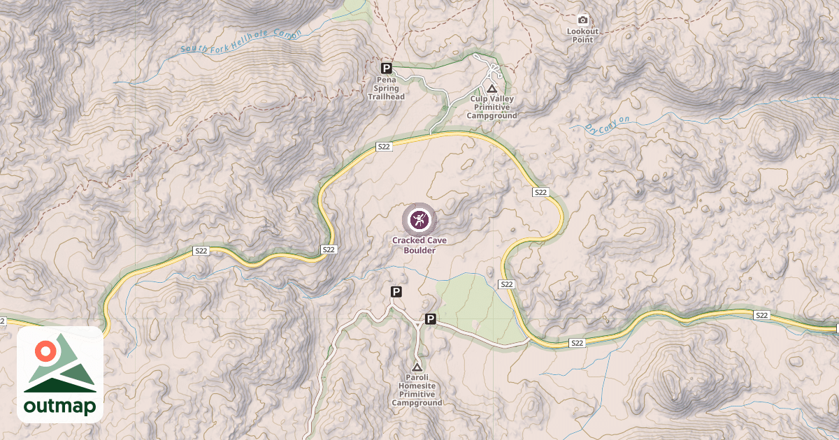Map of Cracked Cave Boulder