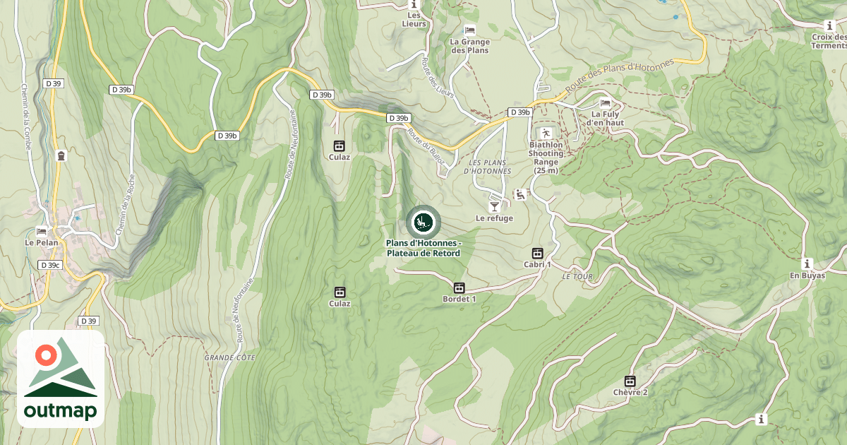 Map of Plans d'Hotonnes - Plateau de Retord