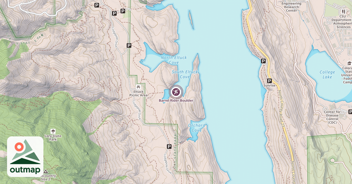 Map of Barrel Rider Boulder