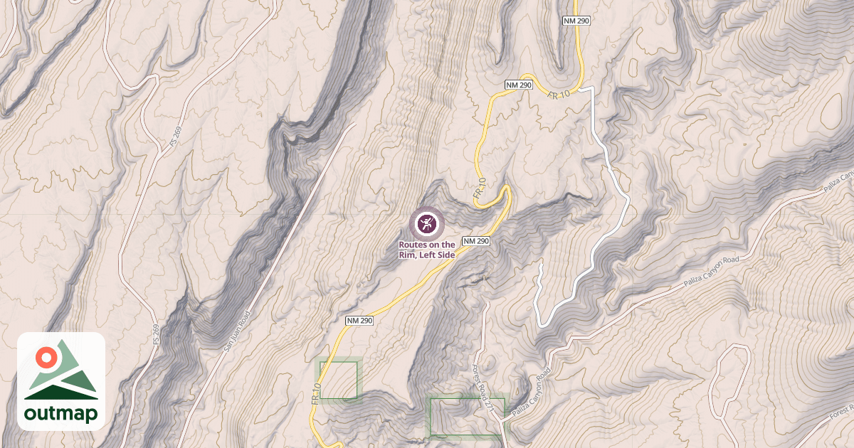 Map of Routes on the Rim, Left Side
