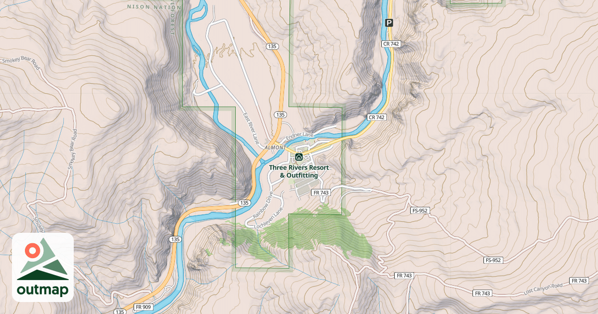 Map of Three Rivers Resort & Outfitting
