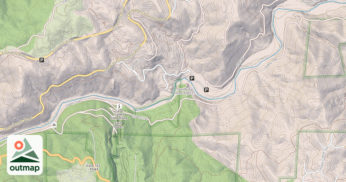 Map of Handle Bar Arete Right