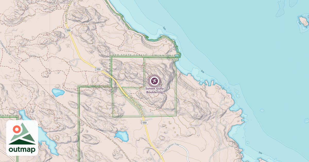 Map of Sunset Gully Bouldering