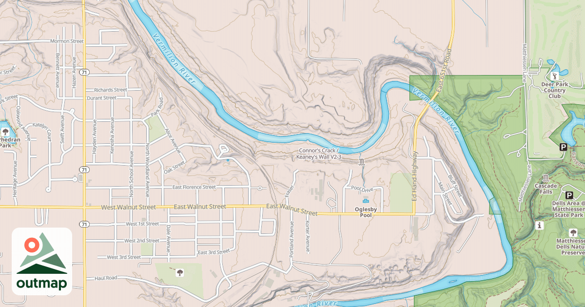 Map of Connor's Crack / Keaney's Wall in LaSalle