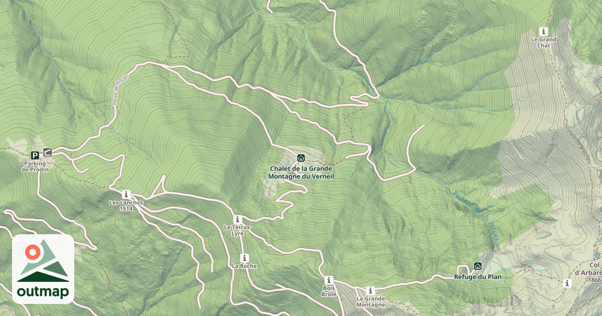 Map of Chalet de la Grande Montagne du Verneil