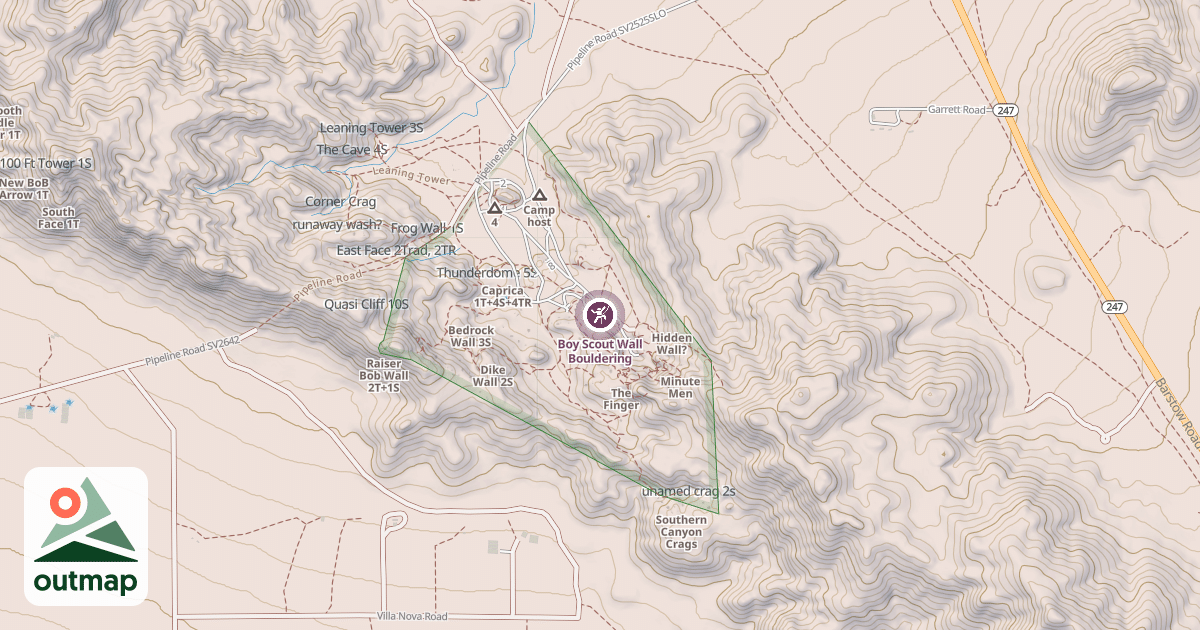 Map of Boy Scout Wall Bouldering