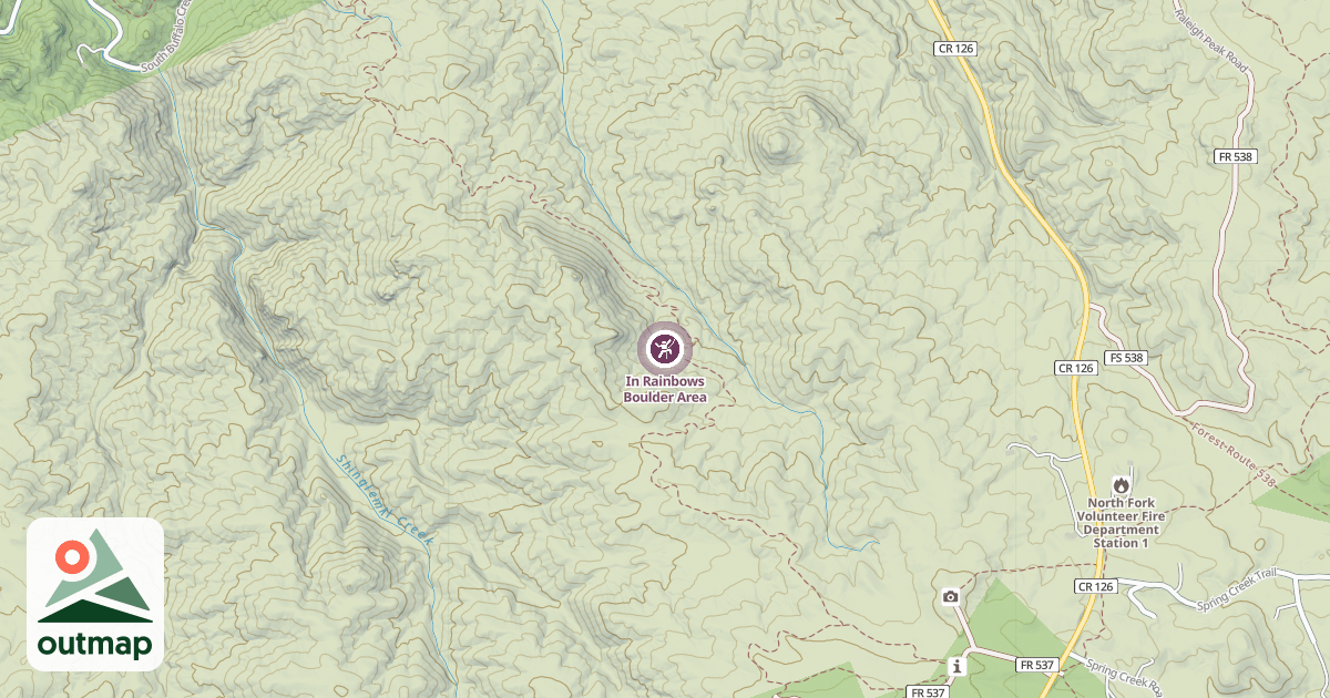 Map of In Rainbows Boulder Area