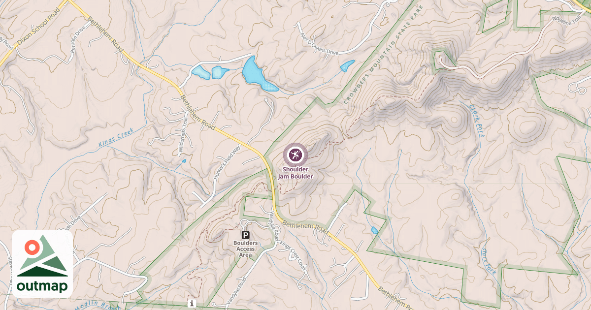 Map of Shoulder Jam Boulder