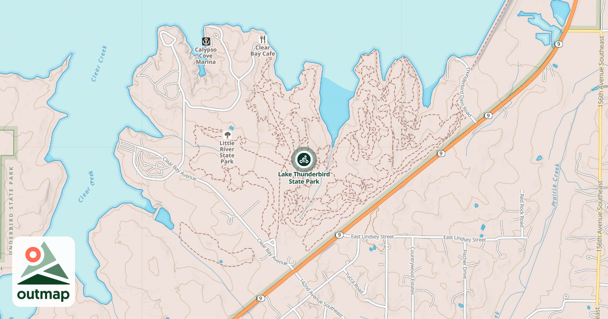 Map of Lake Thunderbird State Park