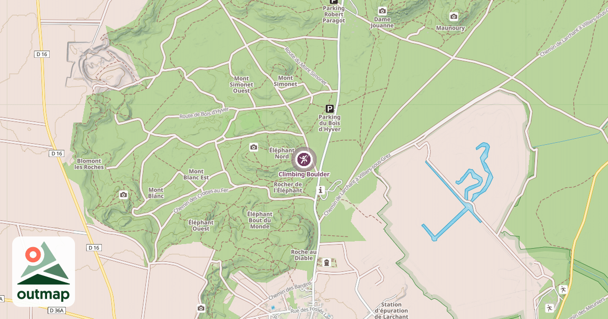 Map of Climbing Boulder