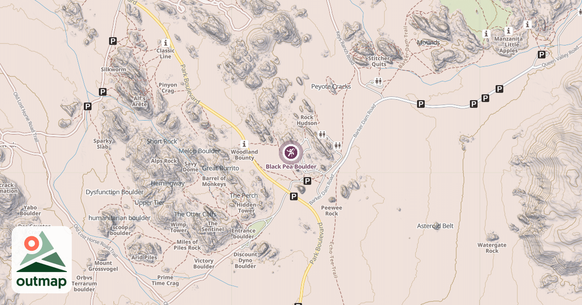 Map of Black Pea Boulder