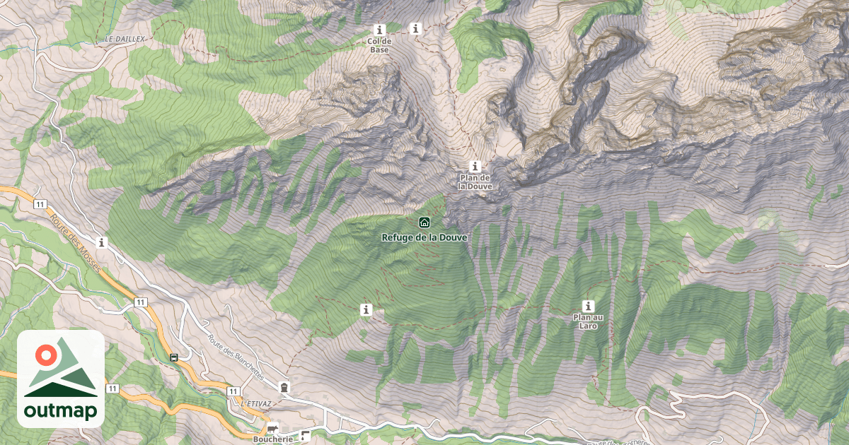 Map of Refuge de la Douve