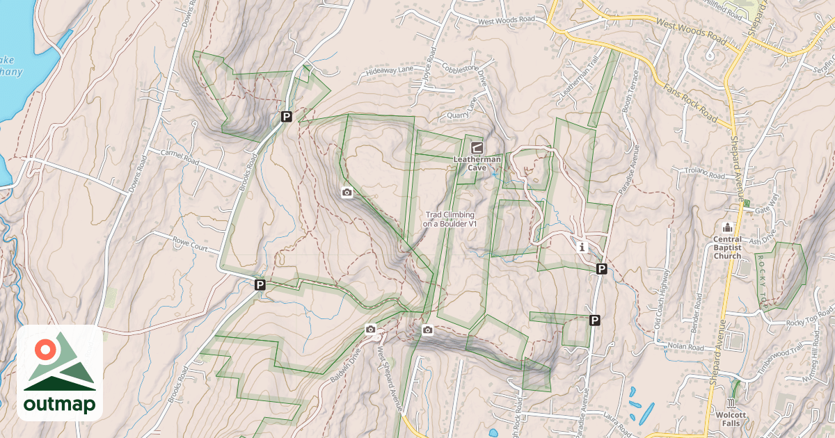 Map of Trad Climbing on a Boulder