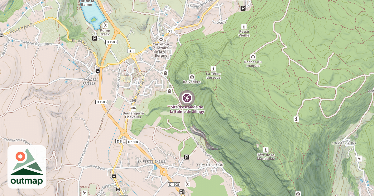 Map of Site d'escalade de la Balme de Silingy