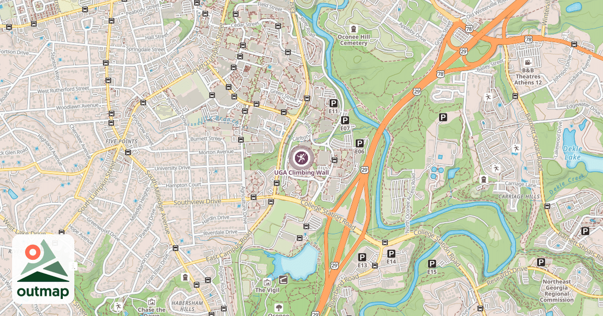 Map of UGA Climbing Wall