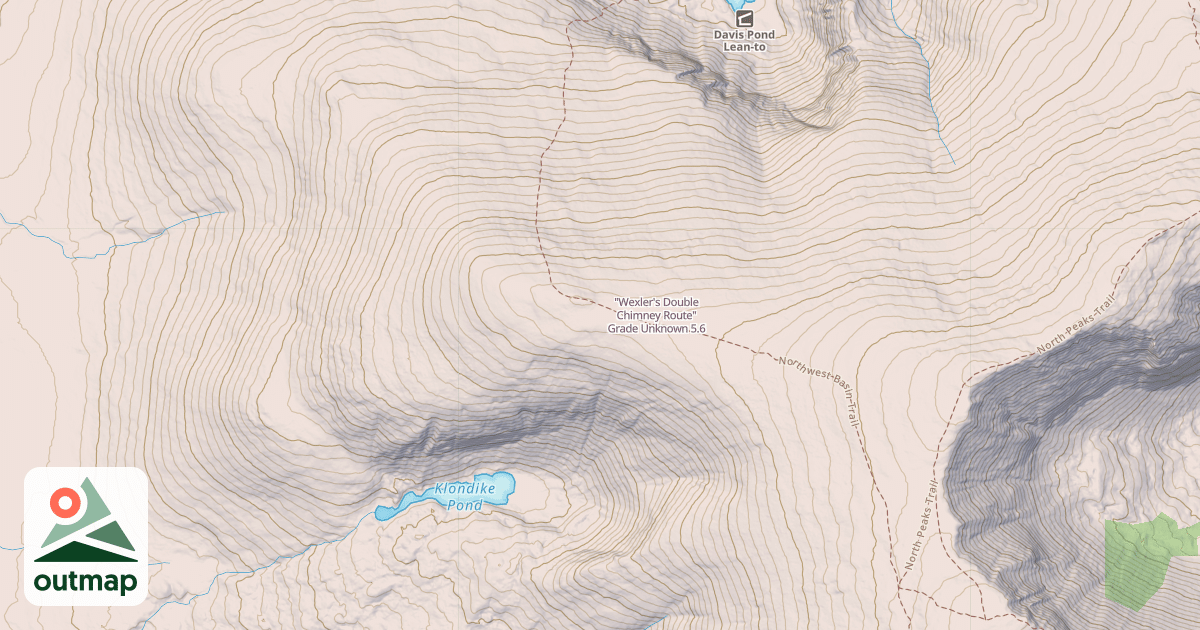 Map of "Wexler's Double Chimney Route"  Grade Unknown