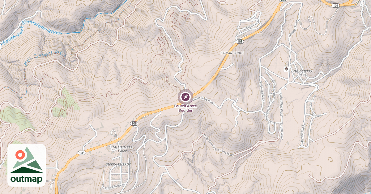 Map of Fourth Arete Boulder