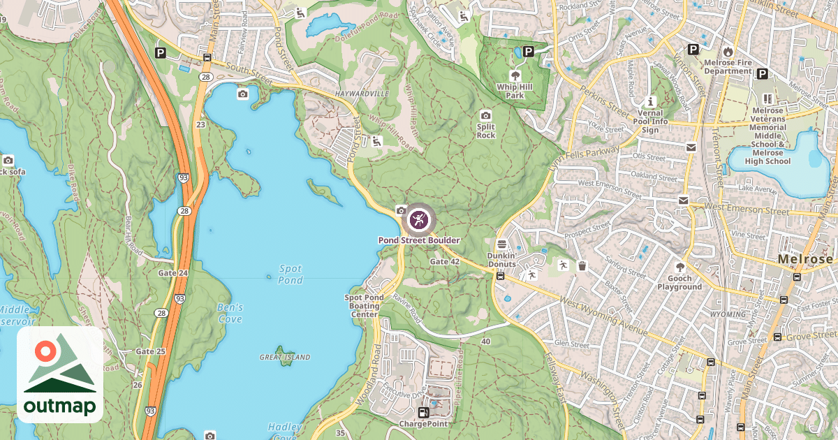 Map of Pond Street Boulder