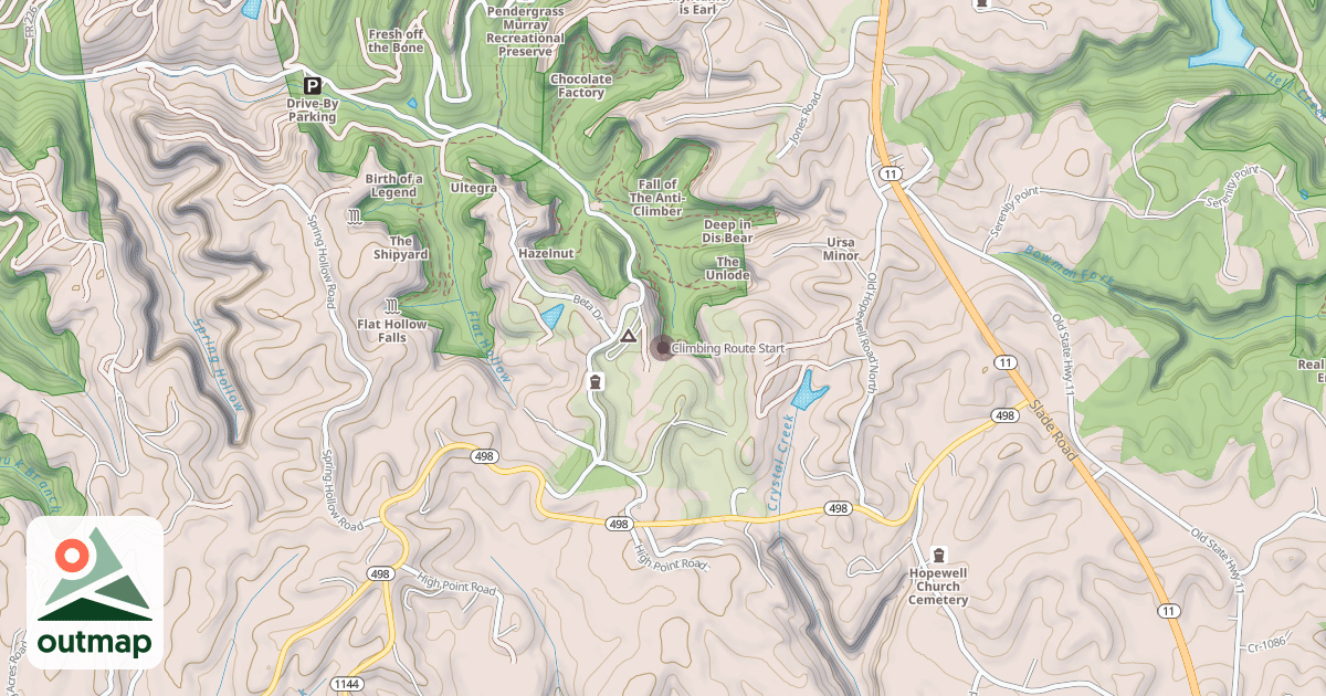 Map of Climbing Route Start