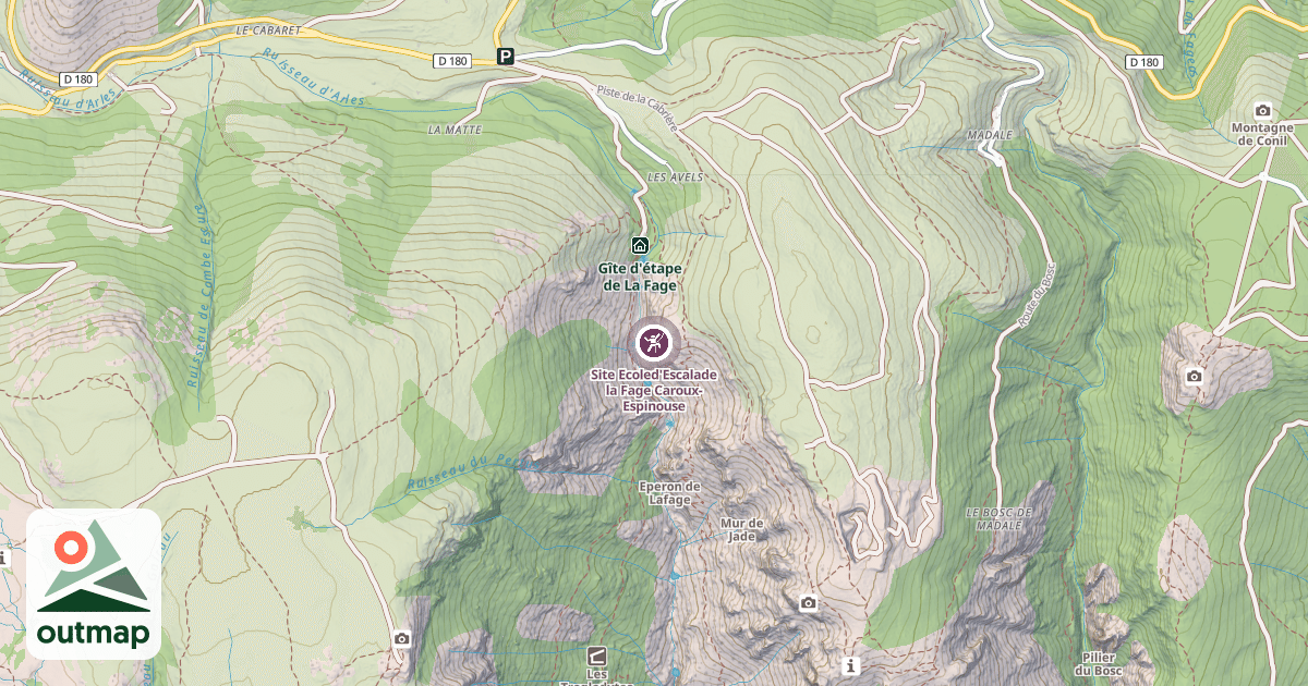 Map of Site Ecoled'Escalade la Fage Caroux-Espinouse