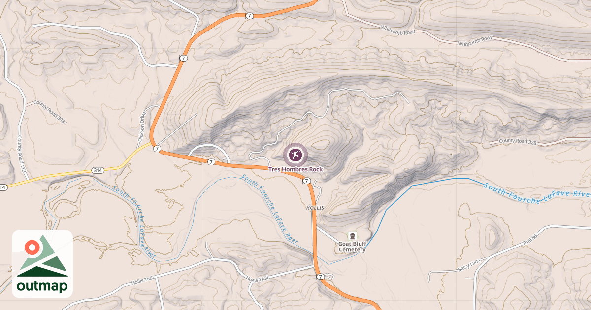 Map of Tres Hombres Rock