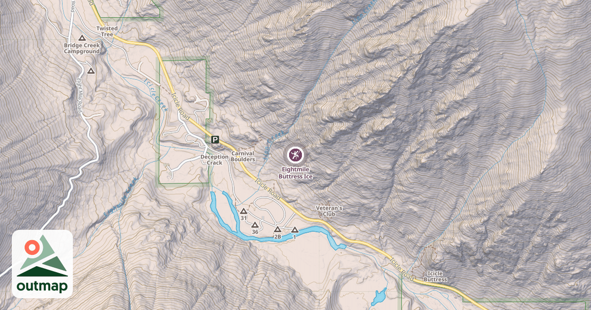 Map of Eightmile Buttress Ice