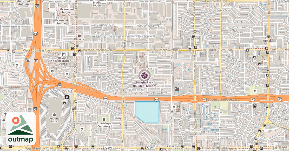 Map of Dwight Park Boulder (Tempe)
