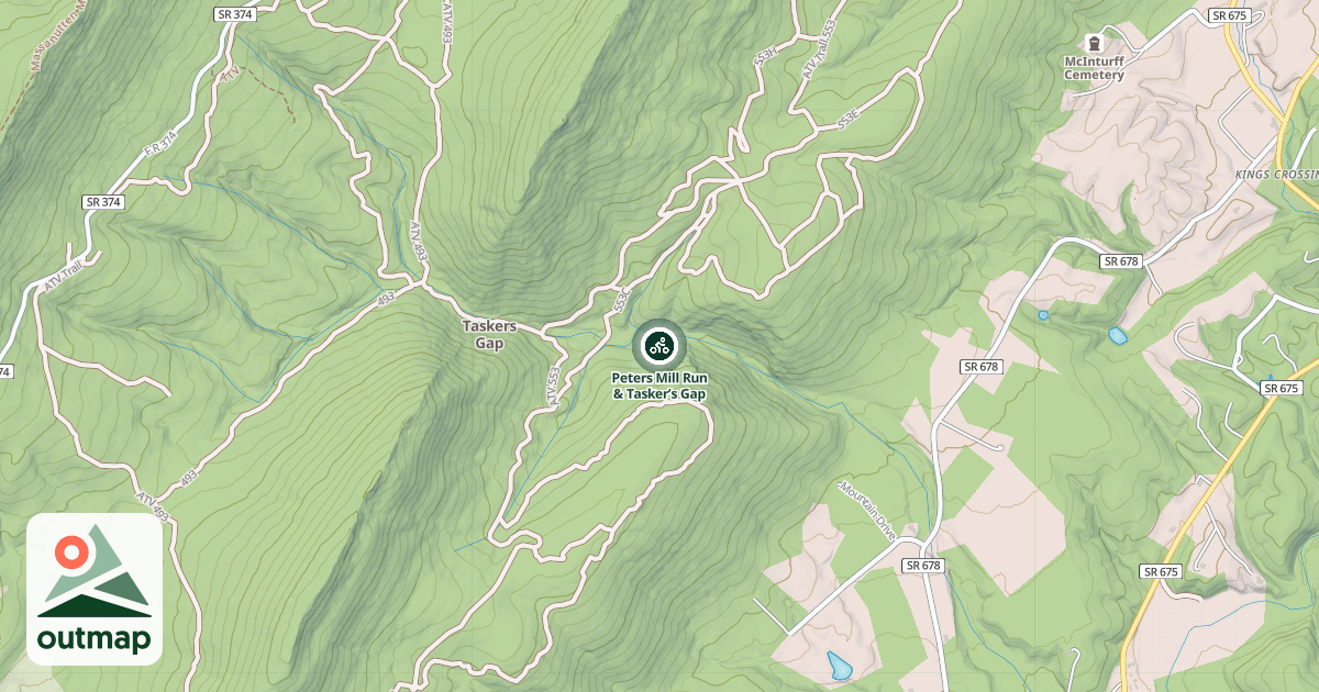 Map of Peters Mill Run & Tasker’s Gap