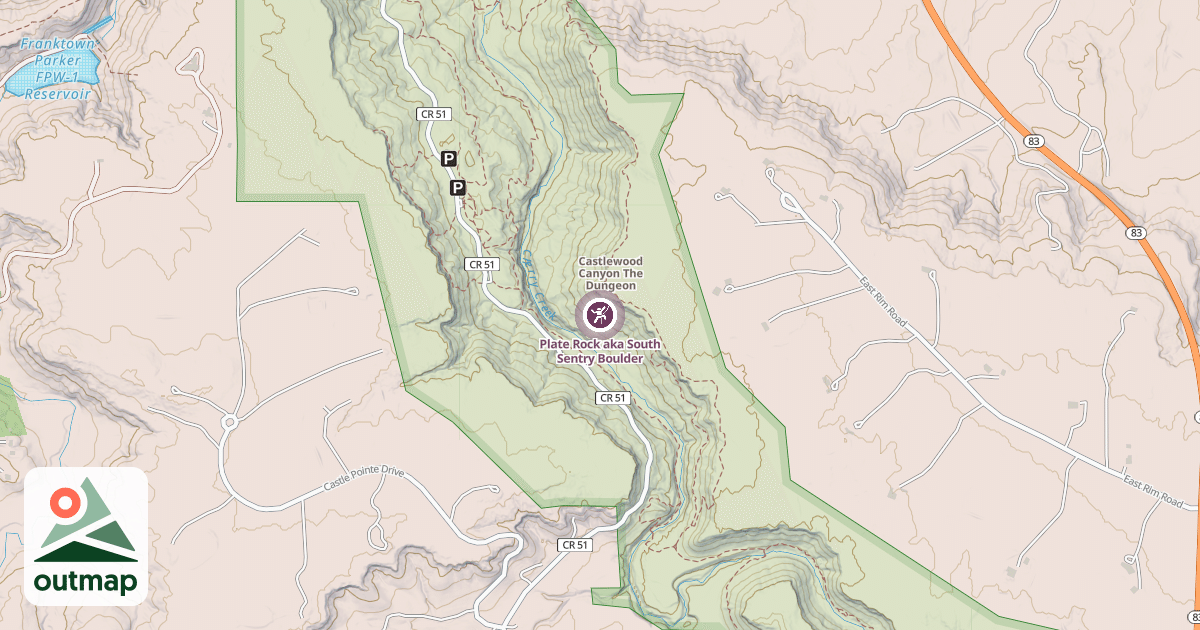 Map of Plate Rock aka South Sentry Boulder