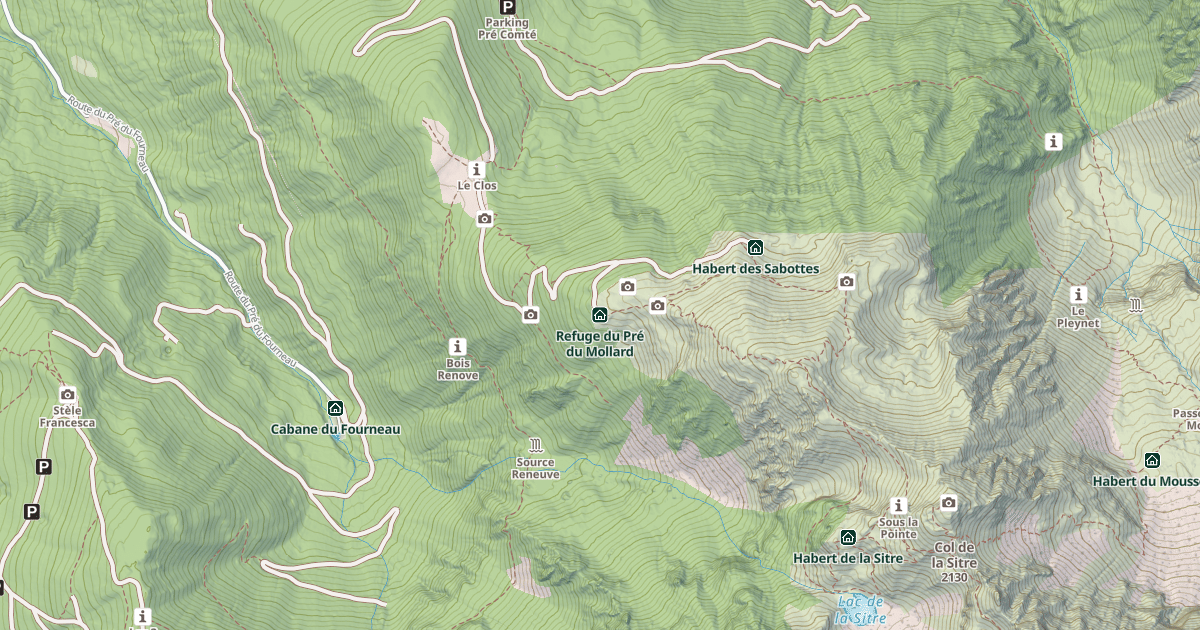 Map preview of Refuge du Pré du Mollard