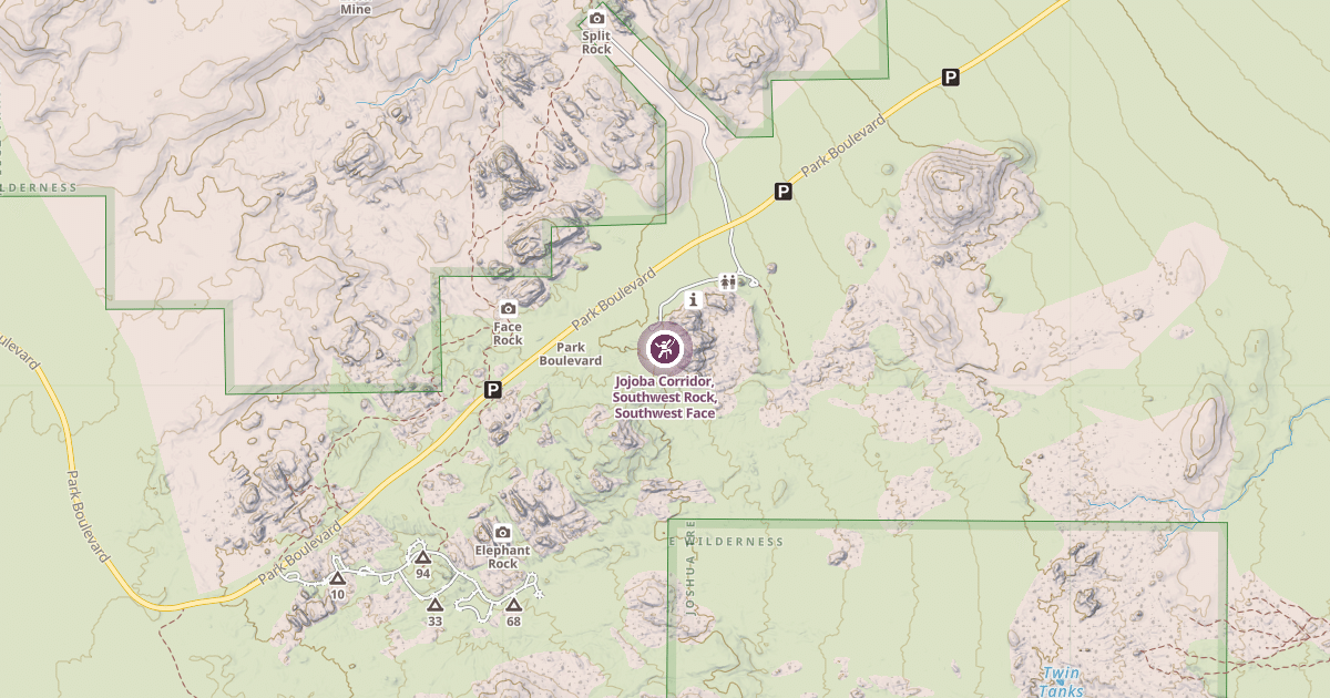 Map preview of Jojoba Corridor, Southwest Rock, Southwest Face