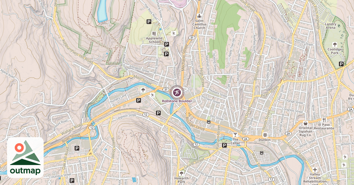 Map of Rollstone Boulder