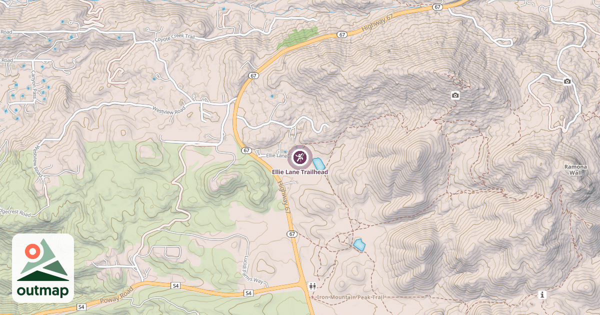 Map of Ellie Lane Trailhead