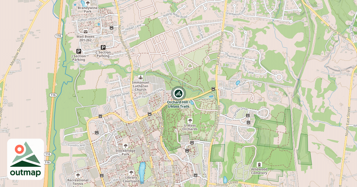 Map of Orchard Hill / UMass Trails