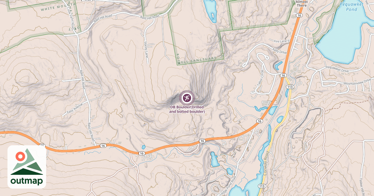 Map of DB Boulder(Drilled and bolted boulder)