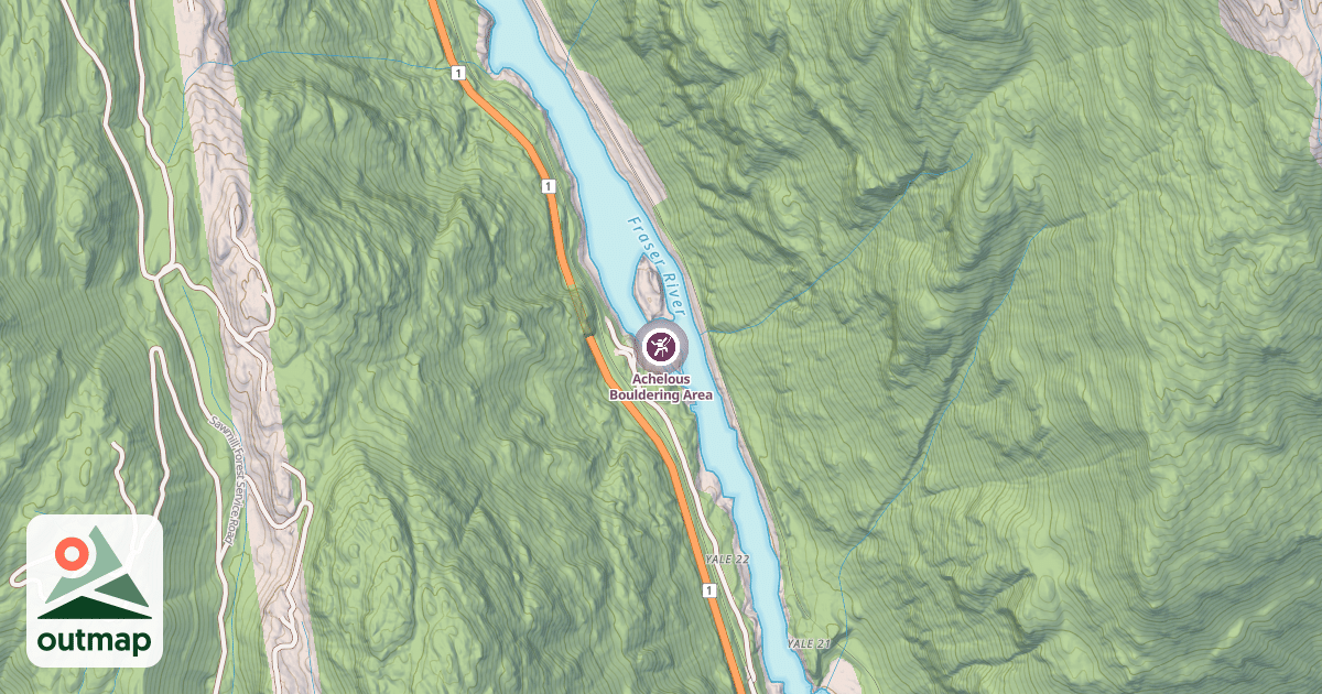 Map of Achelous Bouldering Area