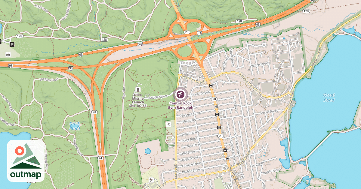 Map of Central Rock Gym Randolph