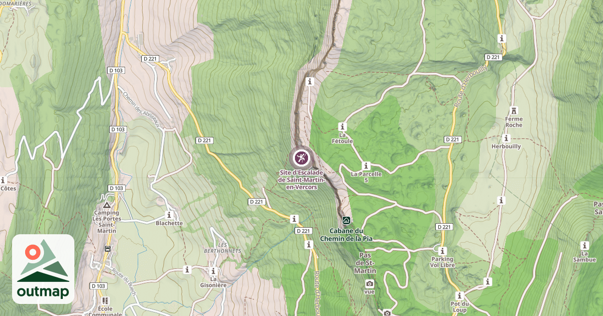 Map of Site d'Escalade de Saint-Martin-en-Vercors