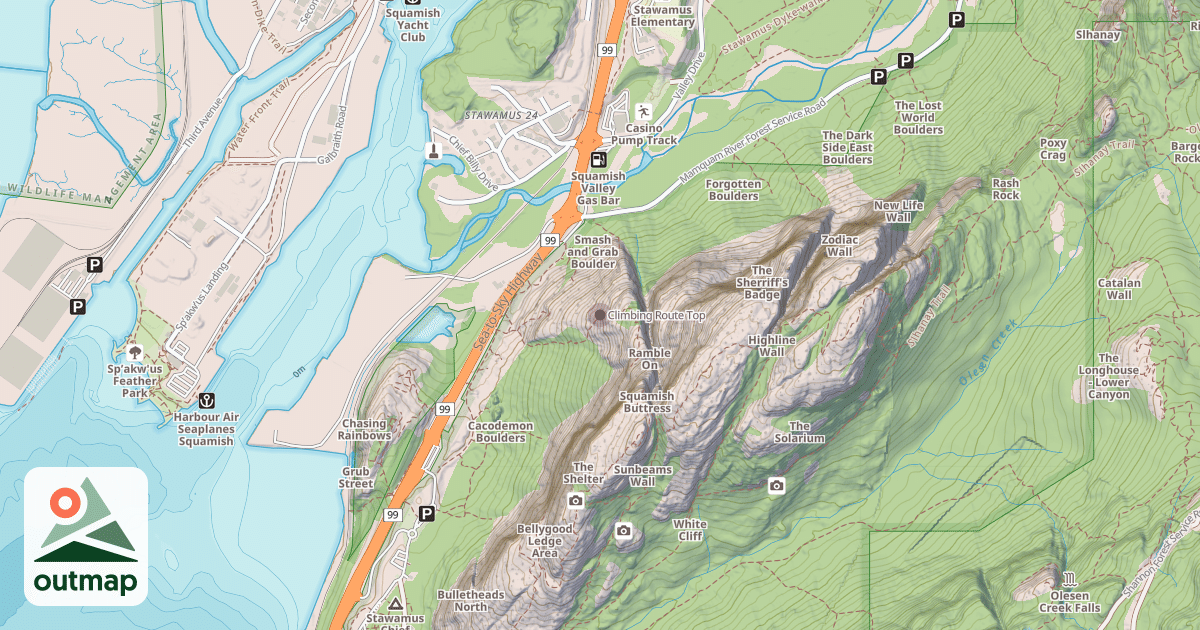 Map of Climbing Route Top