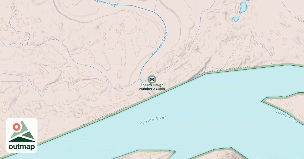 Map of Shakes Slough Number 2 Cabin in Wrangell