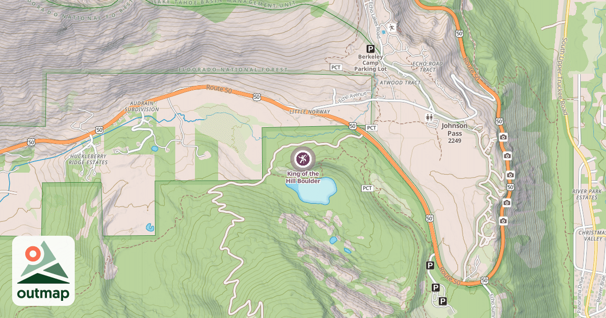 Map of King of the Hill Boulder