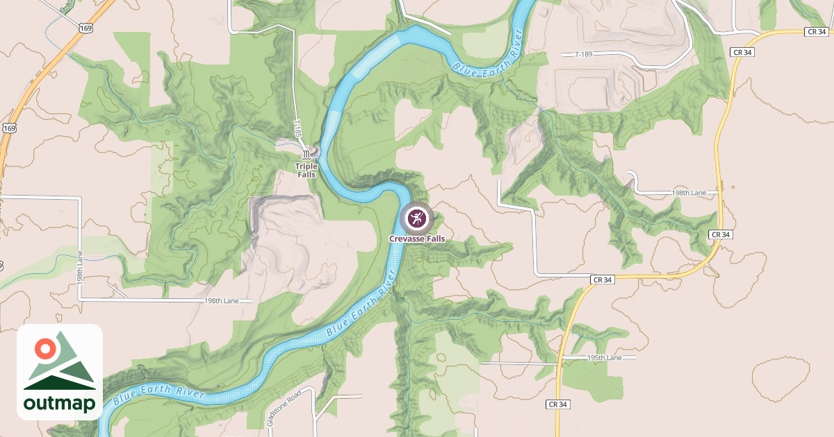 Map of Crevasse Falls