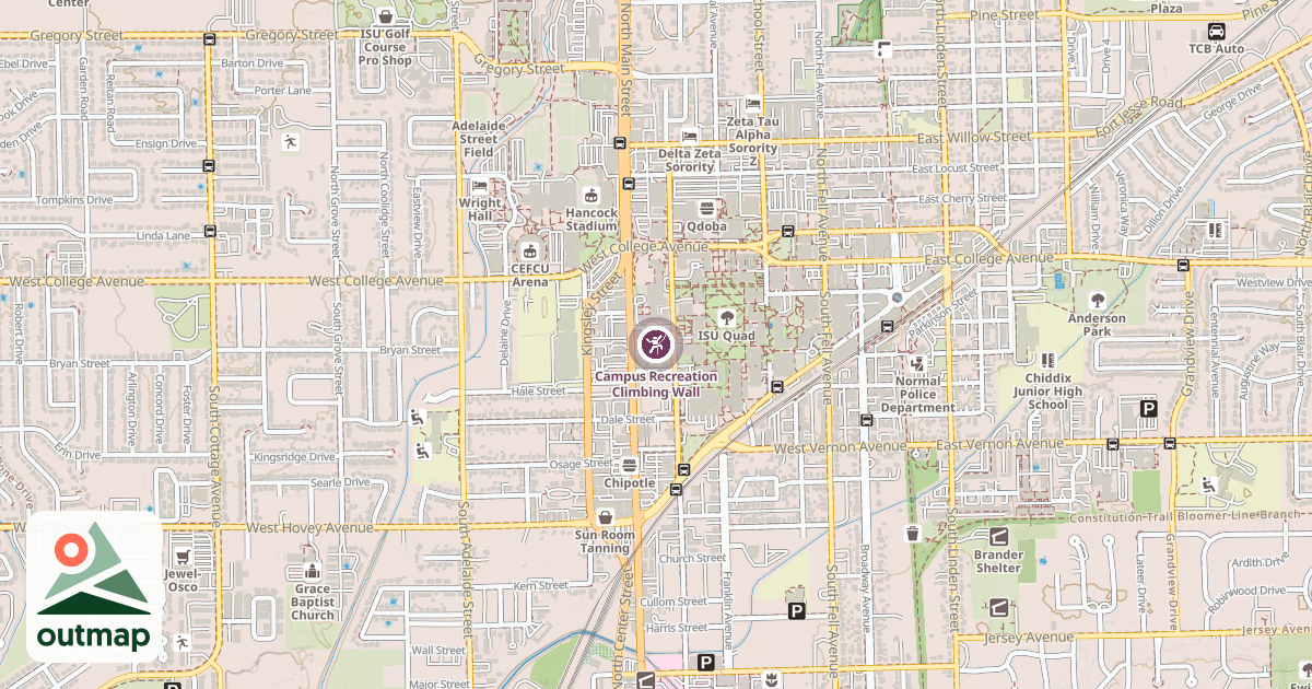 Map of Campus Recreation Climbing Wall